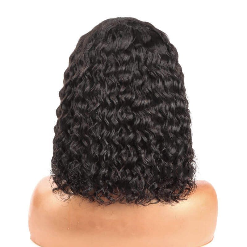 Curly Pre Bleached 13x6 Swiss Lace Front Bob  Human Wig 100% Virgin Hair