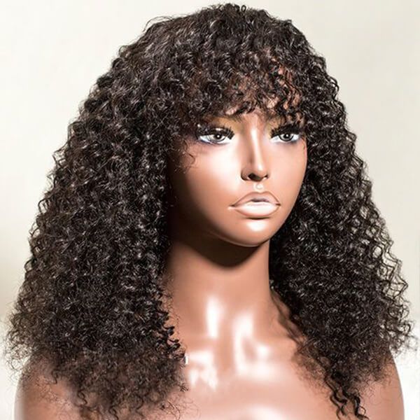 Afro Curly Invisible Lace Glueless Frontal Lace Wig Human Hair