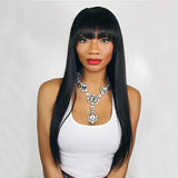 Human Hair Straight Wig With Bangs For Women 100% Virgin Human Hair Wigs