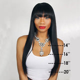 Human Hair Straight Wig With Bangs For Women 100% Virgin Human Hair Wigs