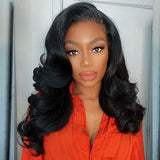 Black Side Part Wavy Human Hair 13x6 Lace Front Wigs Human Hair