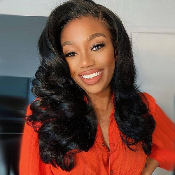 Black Side Part Wavy Human Hair 13x6 Lace Front Wigs Human Hair