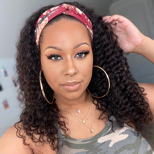 Affordable Curly Headband Wig Beginner Friendly | Throw On & Go Human Hair Curly Headband Wig