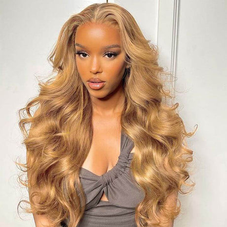 Body Wave #27 Colored HD Lace Human Hair Wigs For Women Honey Blonde 13*4 13*6 Lace Frontal Wigs