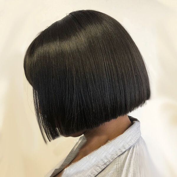 Blunt Bob with Bangs Jet Black Human Hair 13x4 Lace Wig