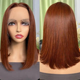 Dark Copper Red 13x4 Lace Straight Bob Wig Human Hair