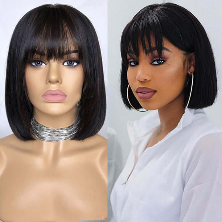 Short Bob Wig 13x4 Human Hair bob Wigs With Bangs