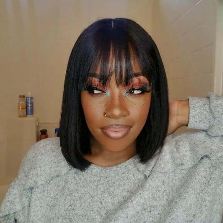 Short Bob Wig 13x4 Human Hair bob Wigs With Bangs