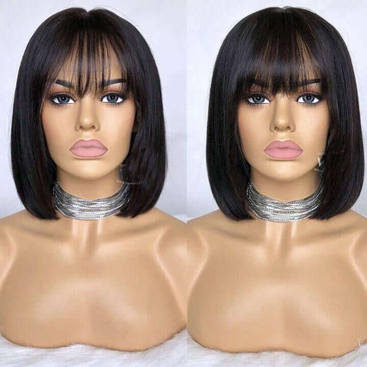 Short Bob Wig 13x4 Human Hair bob Wigs With Bangs