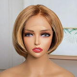 13x4 Short Bob Lace Front Wig Golden Blonde Human Hair Wigs