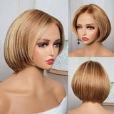 13x4 Short Bob Lace Front Wig Golden Blonde Human Hair Wigs