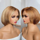 13x4 Short Bob Lace Front Wig Golden Blonde Human Hair Wigs