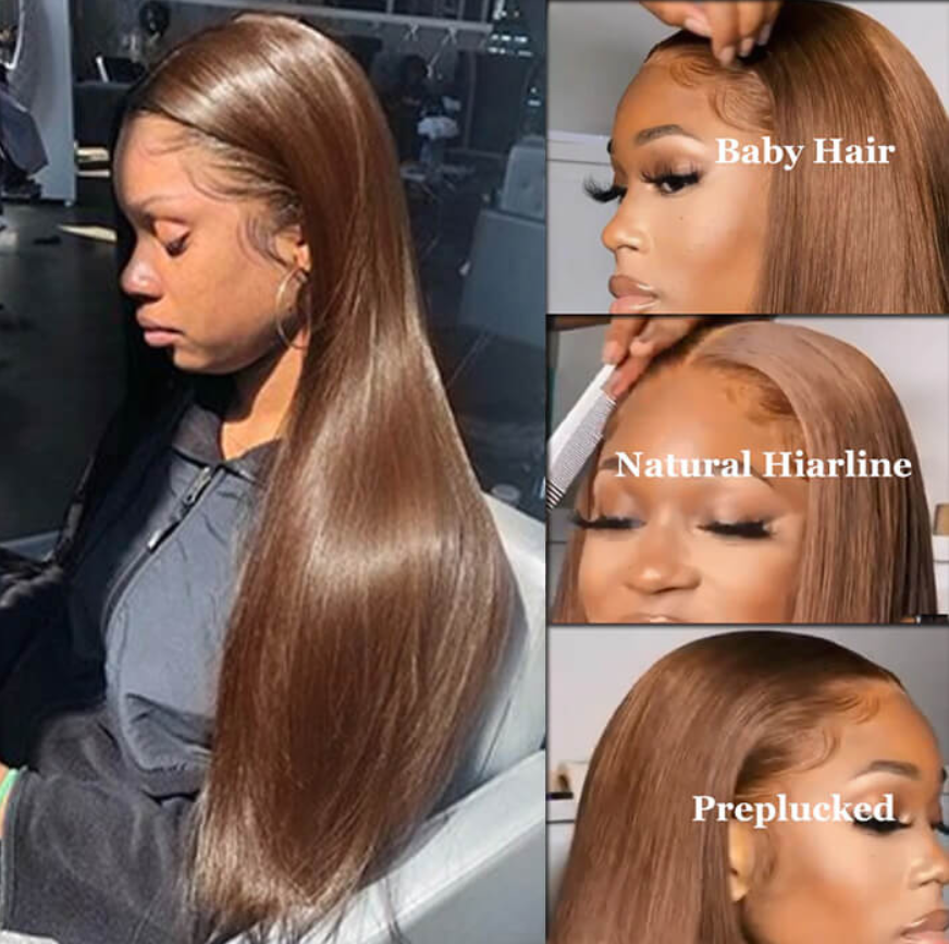 #4 Chocolate Brown Colored Human Hair Wigs 13*4 HD Lace Front Wigs