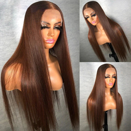 #4 Chocolate Brown Colored Human Hair Wigs 13*4 HD Lace Front Wigs