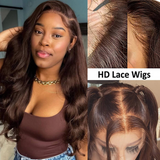 #4 Chocolate Brown Colored Human Hair Wigs 13*4 HD Lace Front Wigs