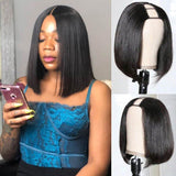 Easy Install Affordable 150% Density U-Part Short Bob Wig Human Hair