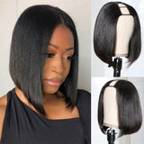 Easy Install Affordable Human Hair 150% Density U-Part Bob Wig