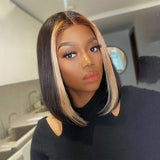 Bob Blonde Highlight Lace Front Wig Human Hair Wigs