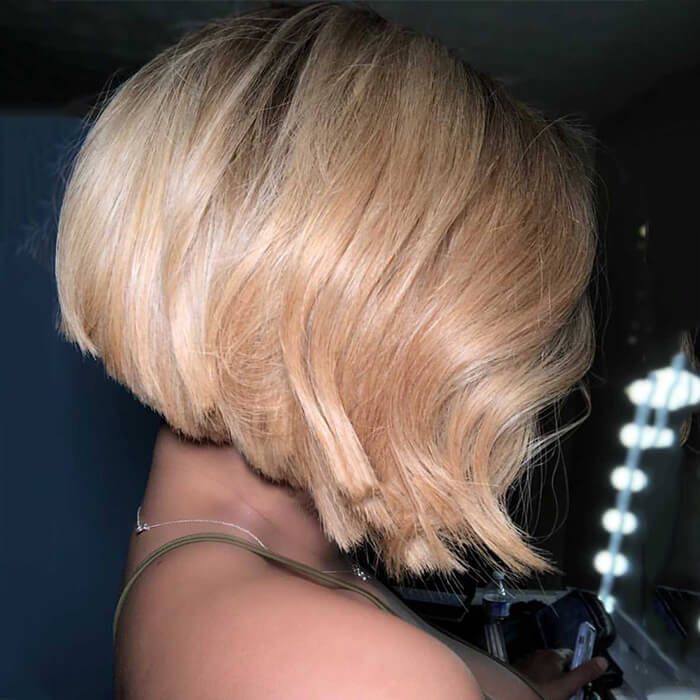 Chin Length Side Part Bob Blonde with Dark Roots Human Hair Lace Front Wigs