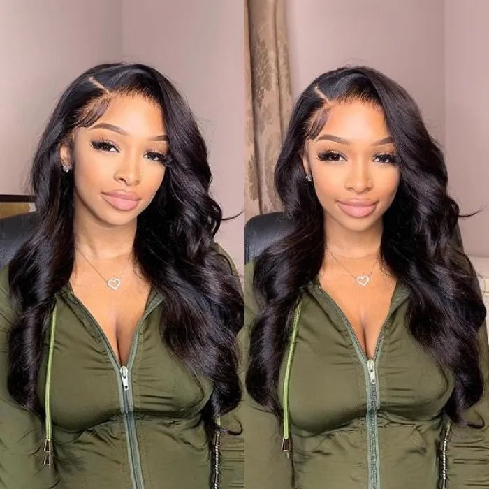 13x6 Swiss Lace Front Wig Body Wave Human Hair  Pre Bleached 180% Density