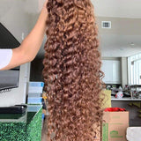 Colored Brown Curly 13x4 Lace Front Human Hair Wigs