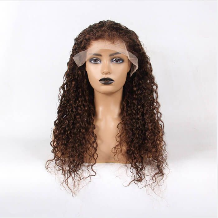 Colored Brown Curly 13x4 Lace Front Human Hair Wigs