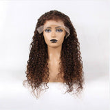 Colored Brown Curly 13x4 Lace Front Human Hair Wigs