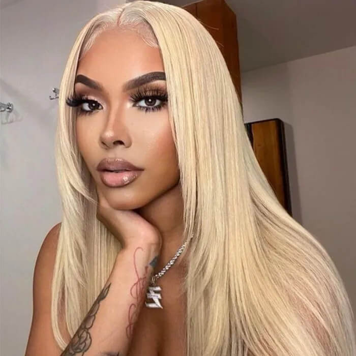 Layered Butterfly Haircut 613 Blonde Human Hair 13x4 Lace Front Straight Wig