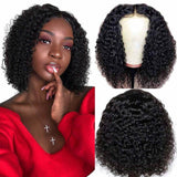 Short Bob Wigs Curly 13X4 Lace Front Human Hair Natural Black Wig