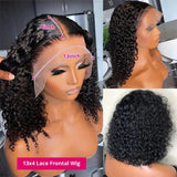 Curly Hair Short Bob Pre Plucked Glueless Lace Front  Wigs 100% Human Hair Curly Bob Lace Front Wigs