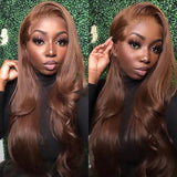 #4 Brown Wigs 13*6 HD Lace Front Wigs Straight/Body Wave Pre-Colored Human Hair Wigs