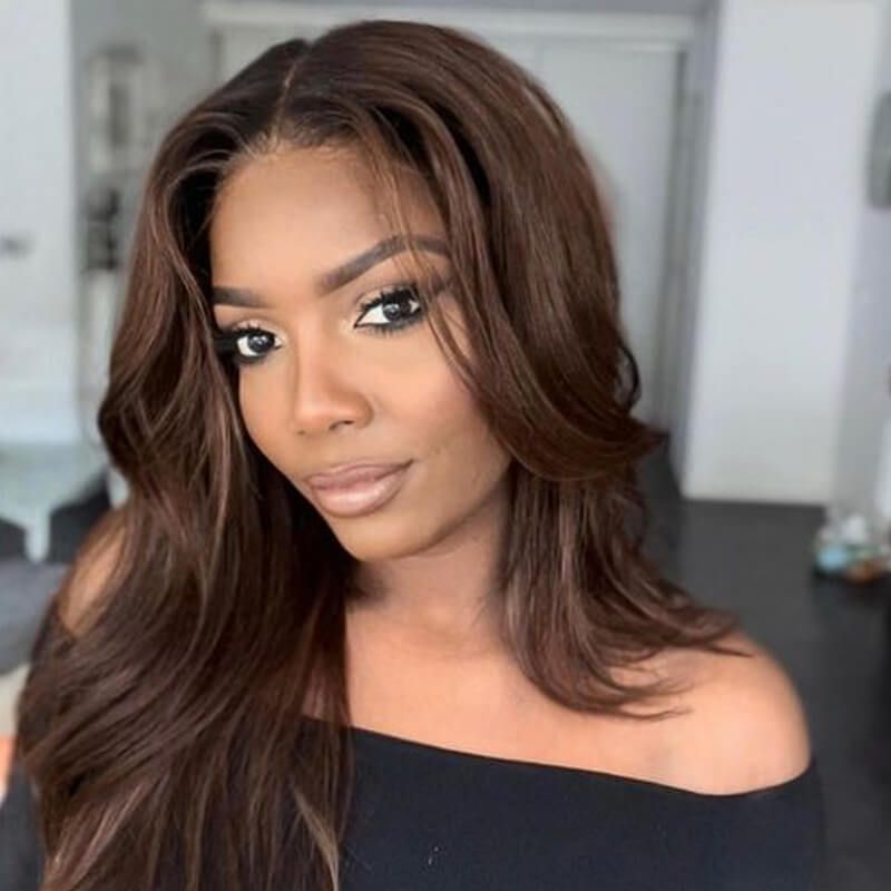 Human Hair Highlight Ombre Wavy 13x4 Lace Front Wig