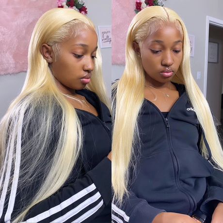 13x4 Lace Frontal Wig 613 Blonde Straight 100% Virgin Hair 180% Density Pre-plucked