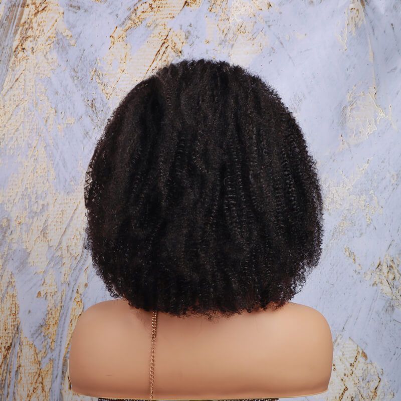 African Kinky Curly Human Hair 150% Density Headband Half Wigs