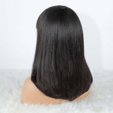 Human Hair 180% Density Bob Wig with Bangs Lace Wig