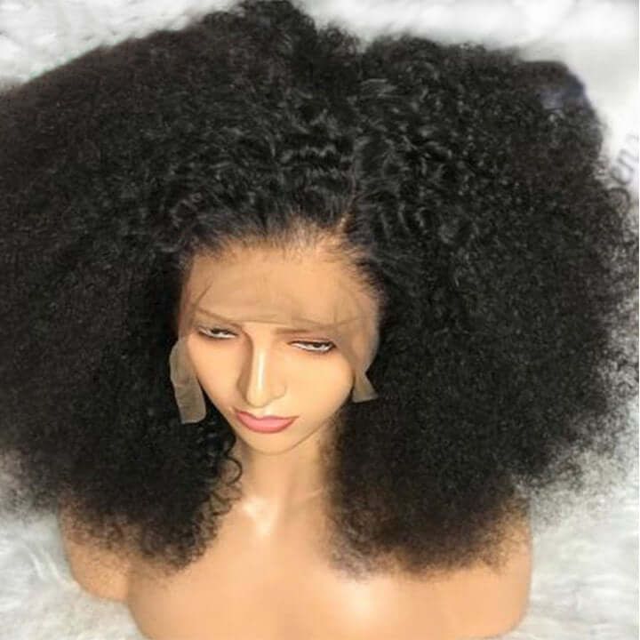 Afro Kinky Curly Human Hair Wigs Pre plucked 4x4 Lace Closure Wig