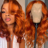 Charming Smooth Luxury Amazing Orange Ginger Pre-colored Human Hair Wigs 13x4 HD Lace Wig