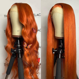 Charming Smooth Luxury Amazing Orange Ginger Pre-colored Human Hair Wigs 13x4 HD Lace Wig