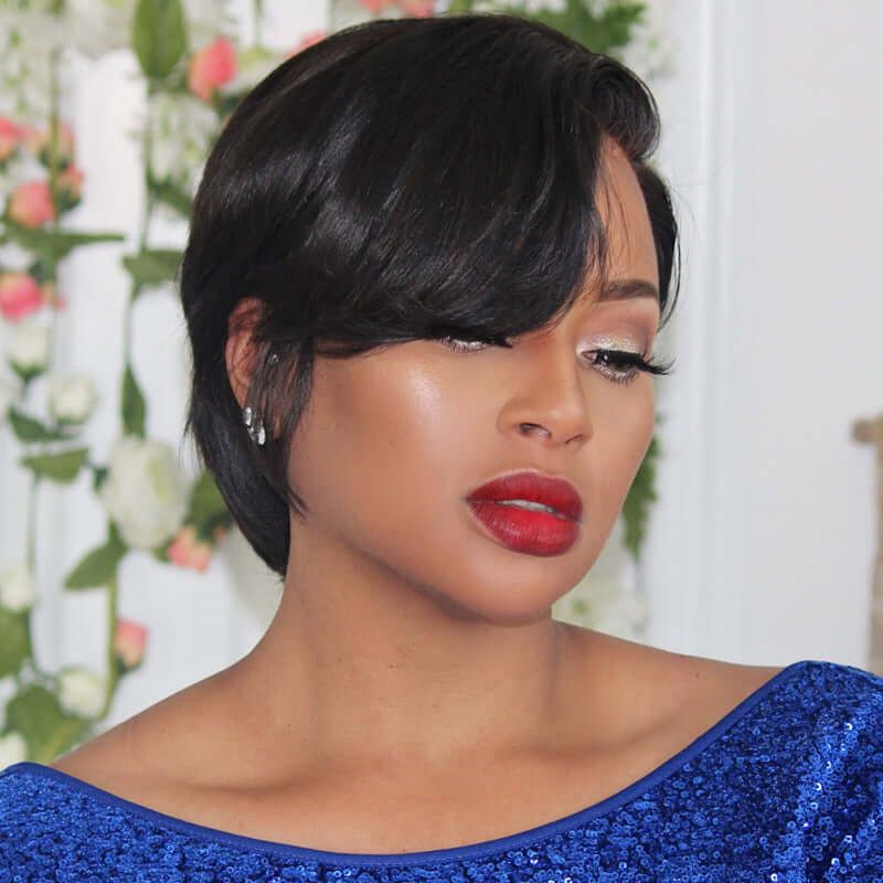 Short Pixie Cut Side Part Frontal Lace Human Hair Wig