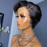 Short Pixie Cut Side Part Frontal Lace Human Hair Wig