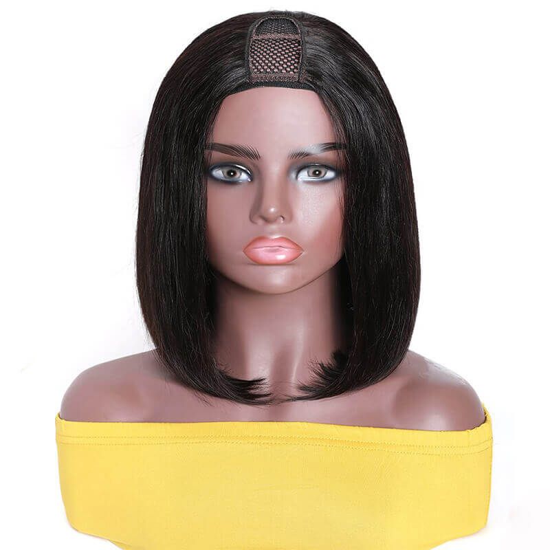 Easy Install Affordable 150% Density U-Part Short Bob Wig Human Hair