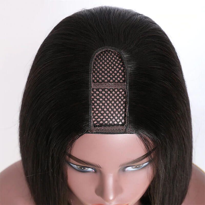 Easy Install Affordable 150% Density U-Part Short Bob Wig Human Hair