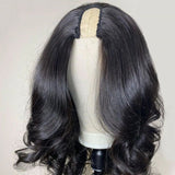 Blow Out Wavy Human Hair Affordable 150% Density U-Part Wig 100% Virgin Hair