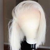 White Blonde Short Bob Straight Human Hair Wig Lace Frontal Wig for Women
