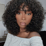 Curly Shag 13x4 Lace Wig Style With Wispy Bang 180% Density Human Hair