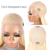 White Blonde Short Bob Straight Human Hair Wig Lace Frontal Wig for Women