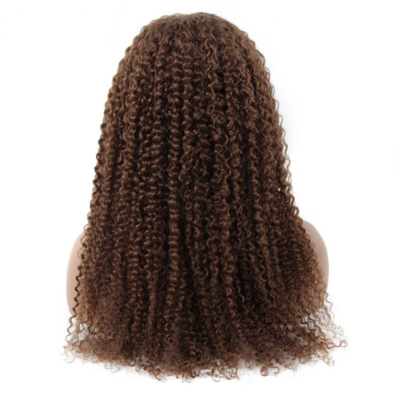 Affordable Brown Color Kinky Curly Headband Wig 100% Human Hair Wig