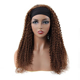 Affordable Brown Color Kinky Curly Headband Wig 100% Human Hair Wig