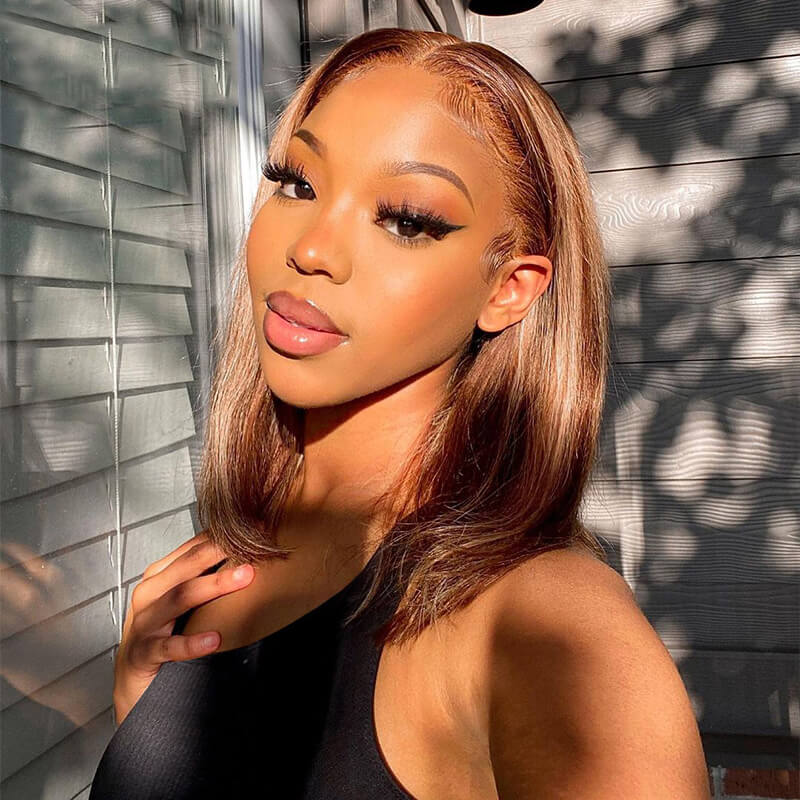 Highlight Straight Bob 13x4 Lace Front Human Hair Wig
