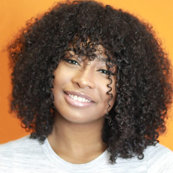 Indian Hair Short Curly Human Hair With Bangs Lace Closure Wig